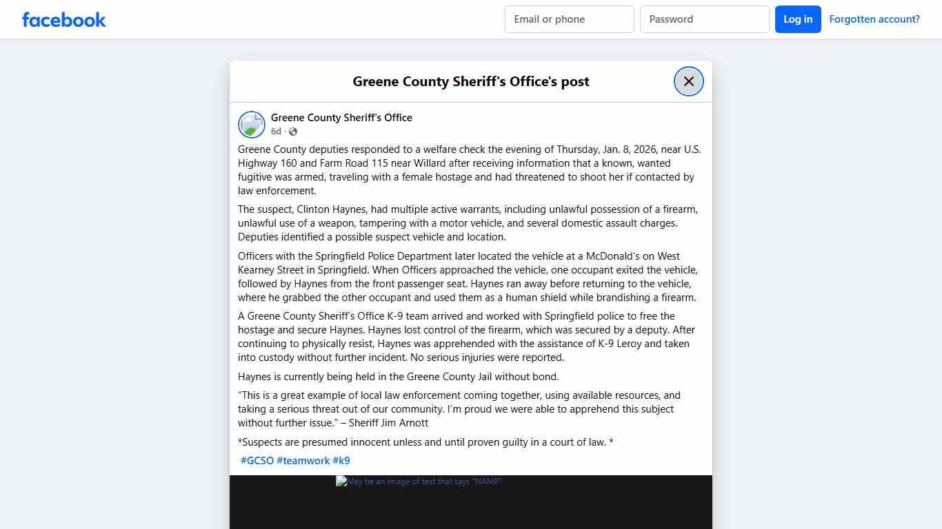 Greene County deputies... - Greene County Sheriff's Office Facebook